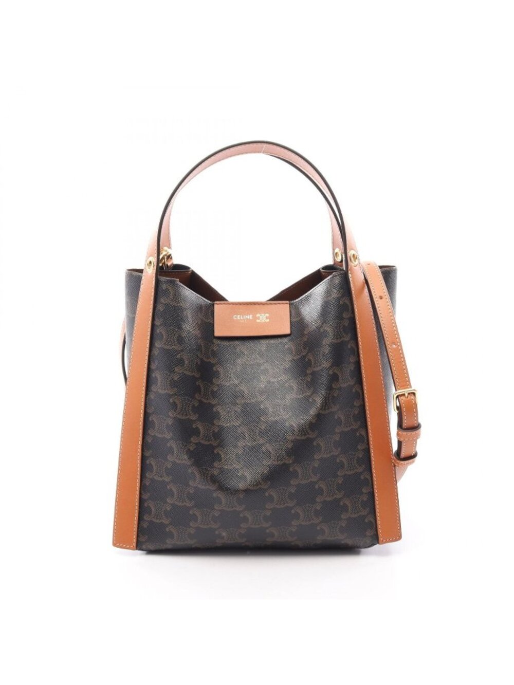 Celine Handbag Small Cubo Triomphe Leather 2-Way Shoulder